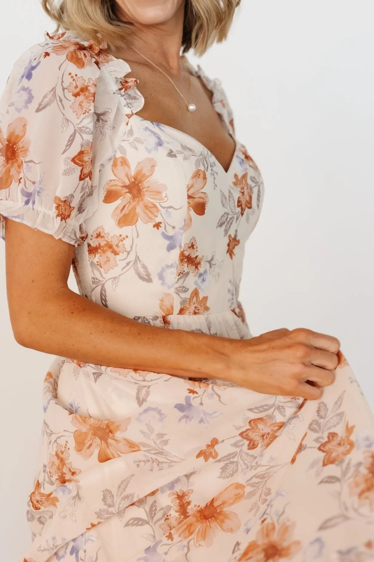 New Baltic Born Aberdeen Sweetheart Maxi Dress | Cream Floral CreamFloral