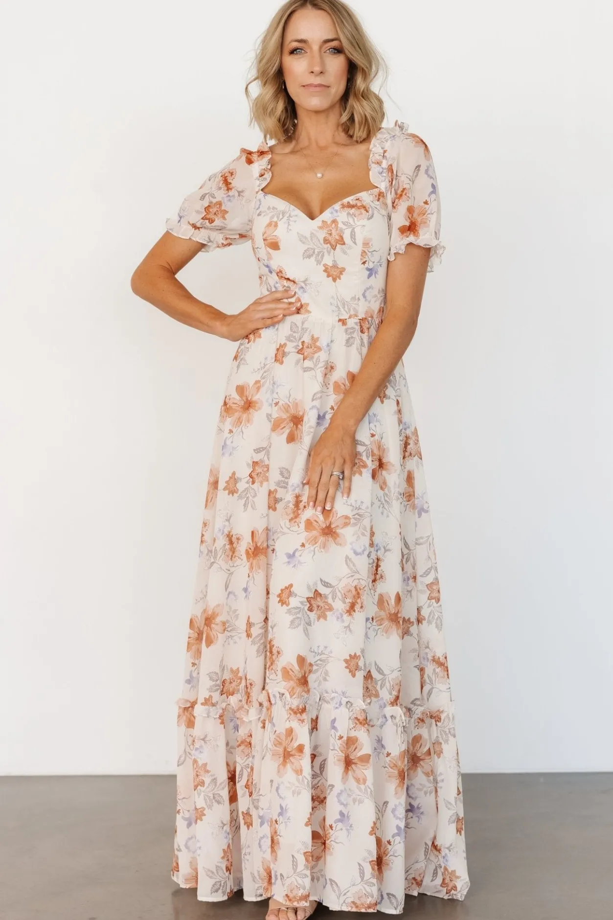 New Baltic Born Aberdeen Sweetheart Maxi Dress | Cream Floral CreamFloral