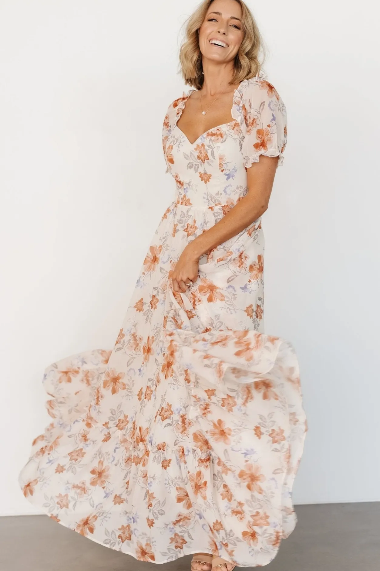 New Baltic Born Aberdeen Sweetheart Maxi Dress | Cream Floral CreamFloral