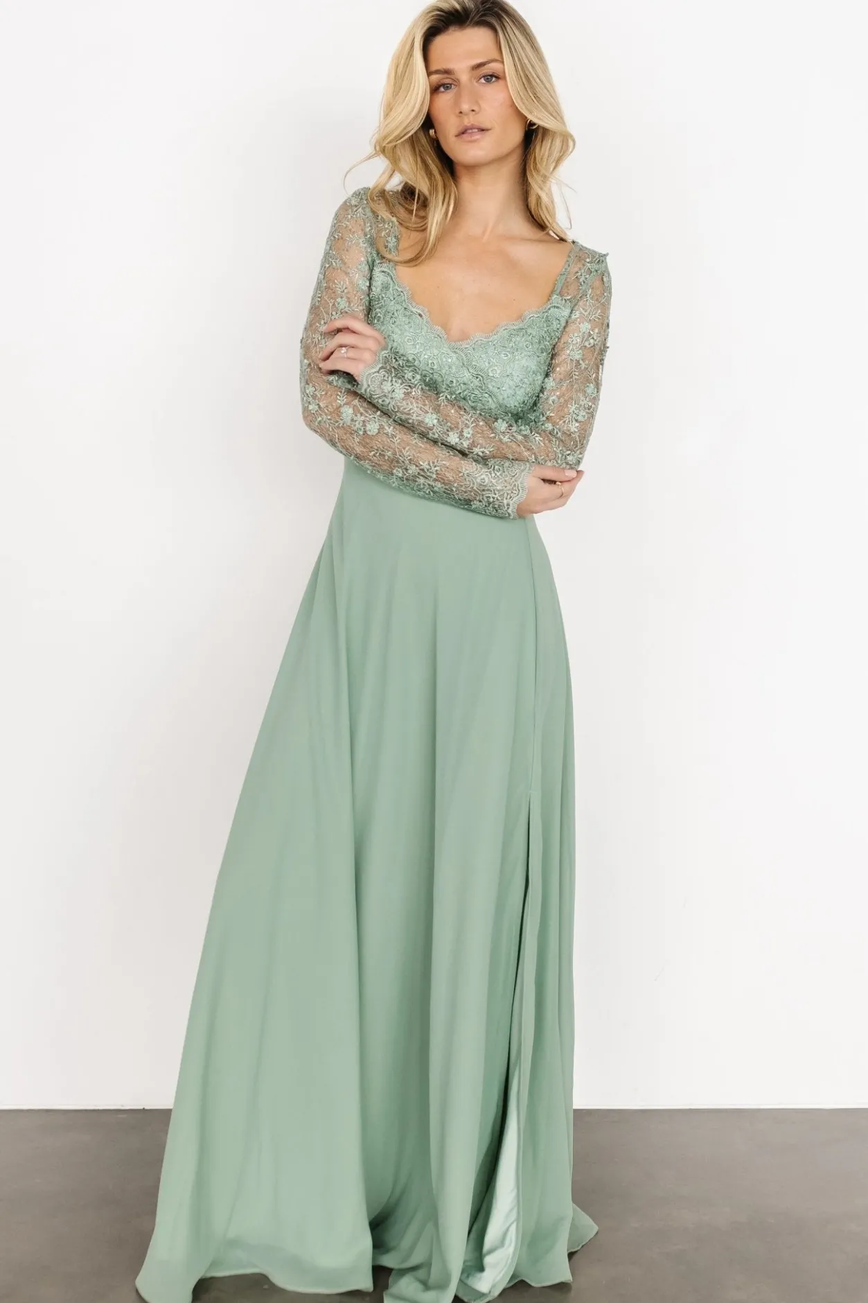 Discount Baltic Born Adalaide Long Sleeve Maxi Dress | Dusty Sage DustySage