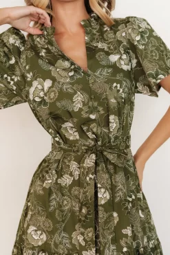 New Baltic Born Adara Midi Dress | Olive Floral OliveFloral