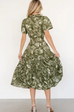 New Baltic Born Adara Midi Dress | Olive Floral OliveFloral
