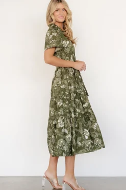 New Baltic Born Adara Midi Dress | Olive Floral OliveFloral