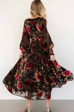 Outlet Baltic Born Adele Velvet Dress | Black + Rose Floral Black+RoseFloral