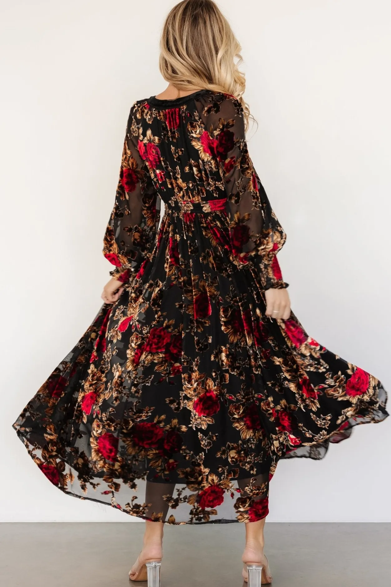 Outlet Baltic Born Adele Velvet Dress | Black + Rose Floral Black+RoseFloral