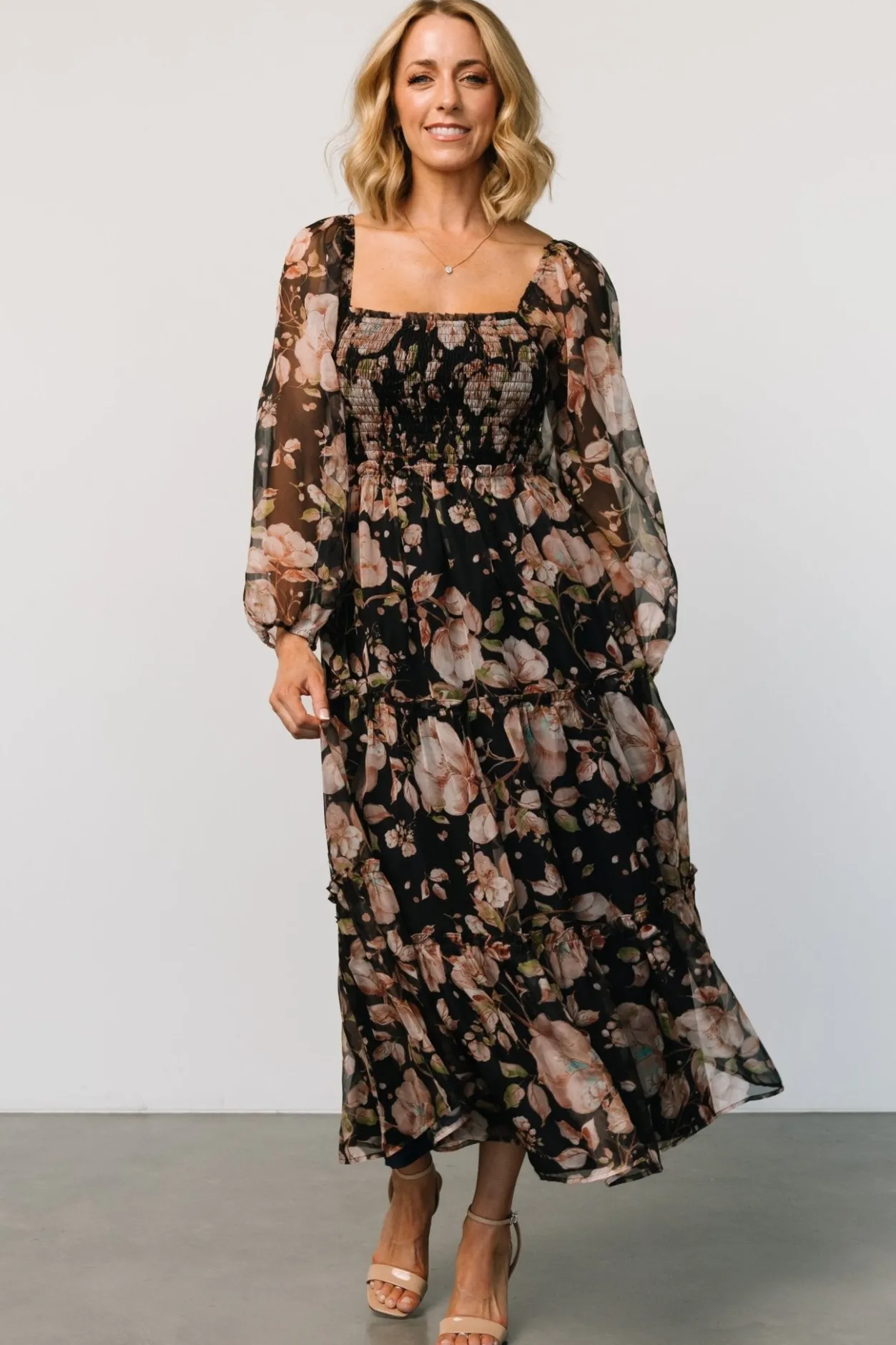 Hot Baltic Born Adeline Smocked Maxi Dress | Midnight Floral MidnightFloral