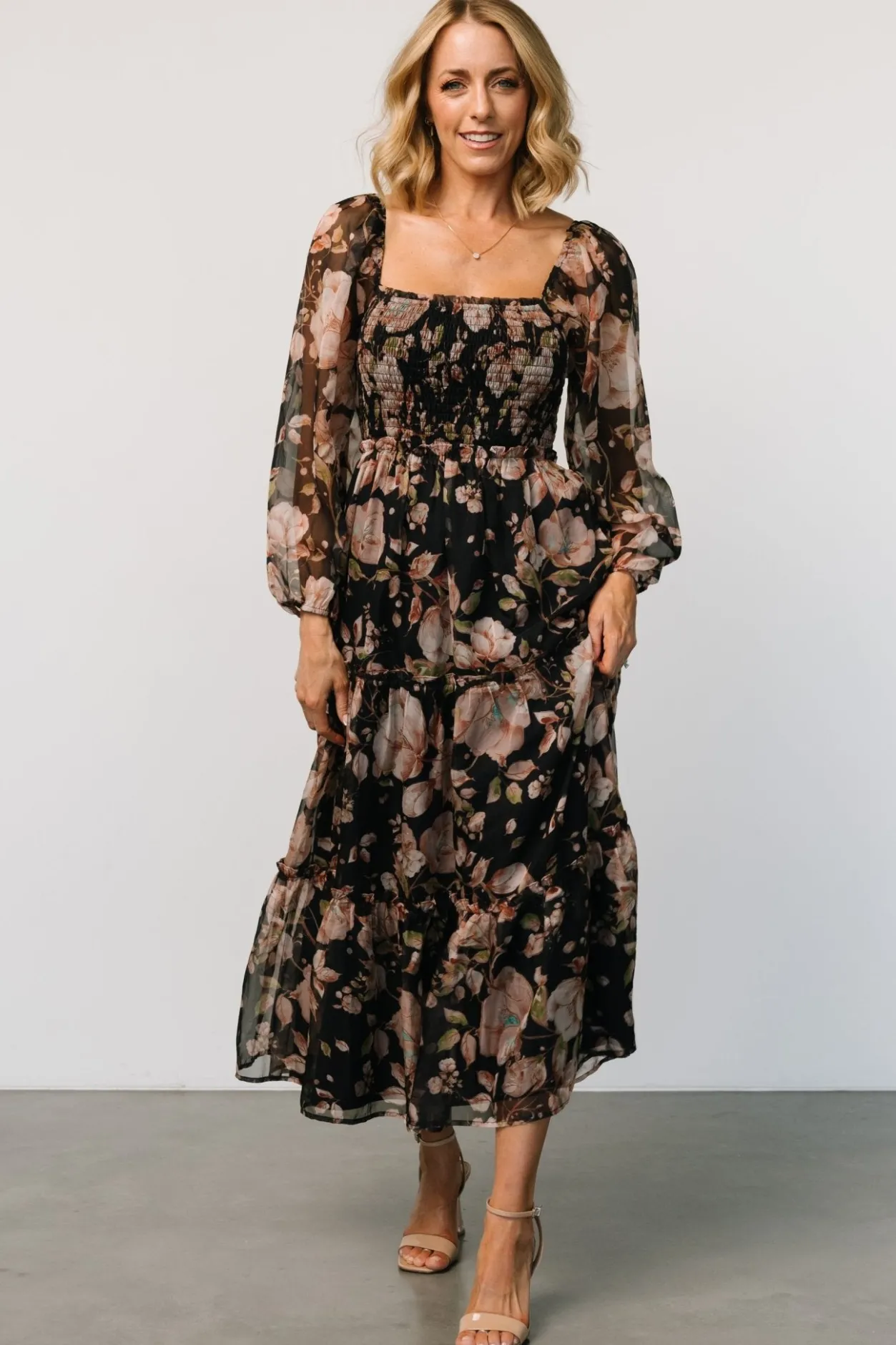 Hot Baltic Born Adeline Smocked Maxi Dress | Midnight Floral MidnightFloral
