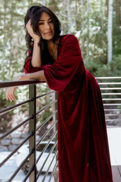 Clearance Baltic Born Adelita Velvet Maxi Dress | Merlot