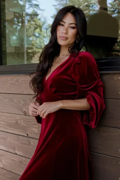 Clearance Baltic Born Adelita Velvet Maxi Dress | Merlot