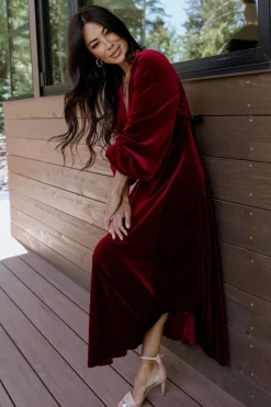 Clearance Baltic Born Adelita Velvet Maxi Dress | Merlot