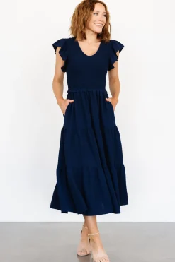 Sale Baltic Born Afton Smocked Tiered Dress | Navy