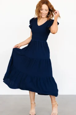 Sale Baltic Born Afton Smocked Tiered Dress | Navy