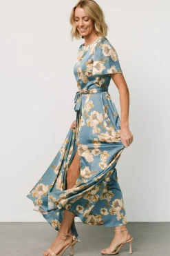 Fashion Baltic Born Agnes Satin Maxi Dress | Blue + Gold Blue+Gold