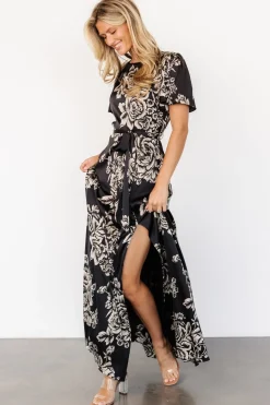 Online Baltic Born Agnes Satin Maxi Dress | Black + Cream Floral Black+CreamFloral