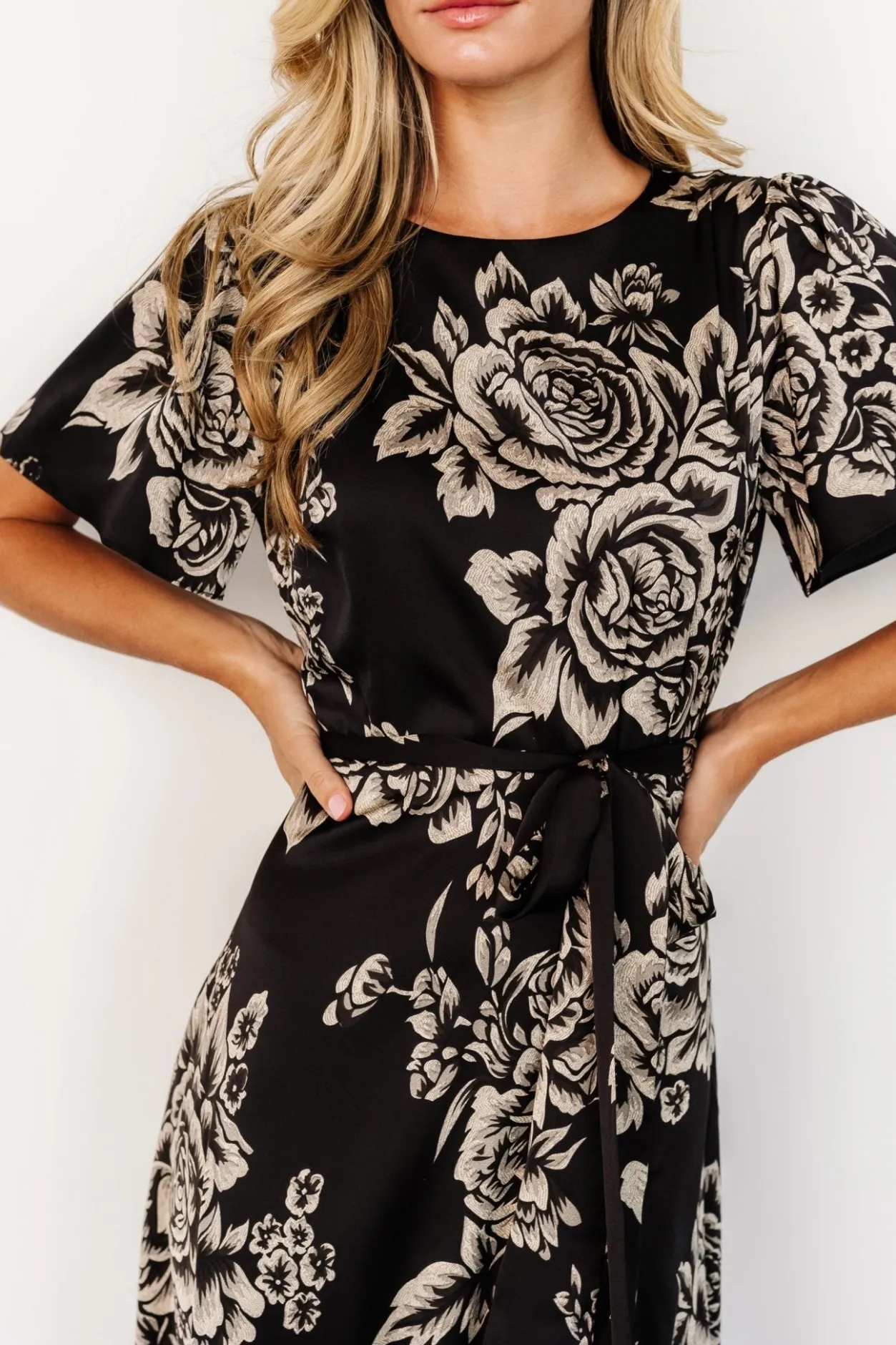 Online Baltic Born Agnes Satin Maxi Dress | Black + Cream Floral Black+CreamFloral