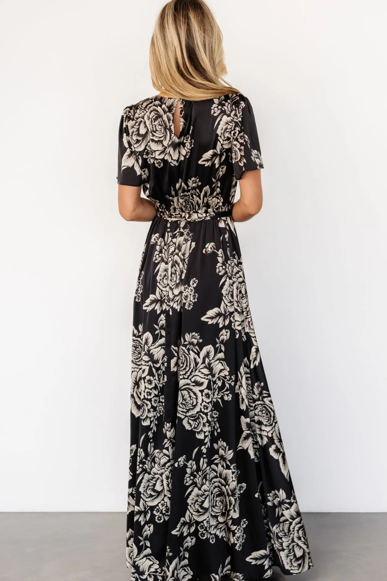 Online Baltic Born Agnes Satin Maxi Dress | Black + Cream Floral Black+CreamFloral