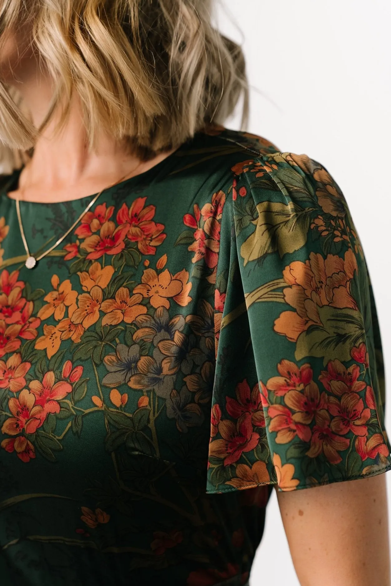 New Baltic Born Agnes Satin Maxi Dress | Dark Green Floral DarkGreenFloral
