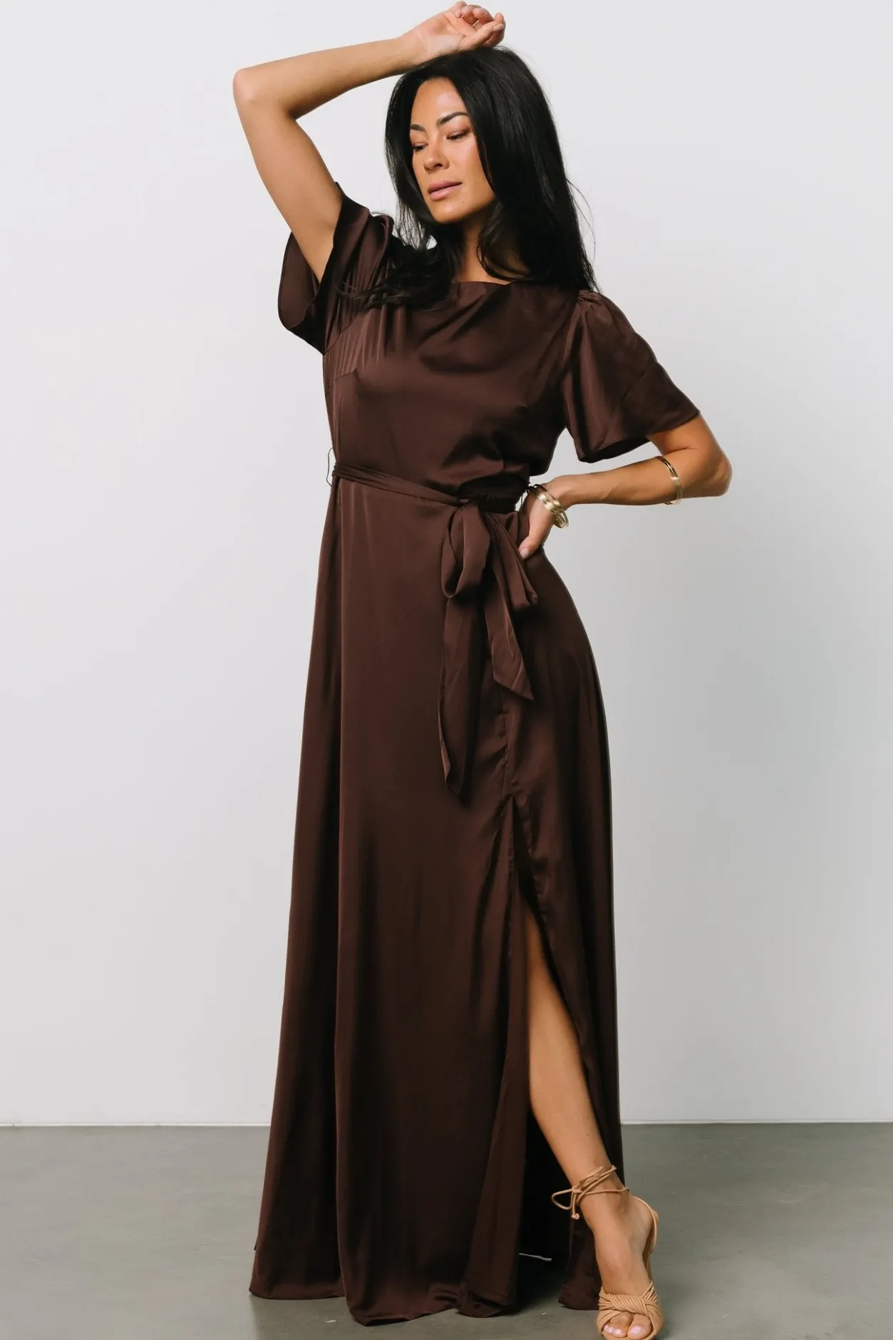 Sale Baltic Born Agnes Satin Maxi Dress | Espresso