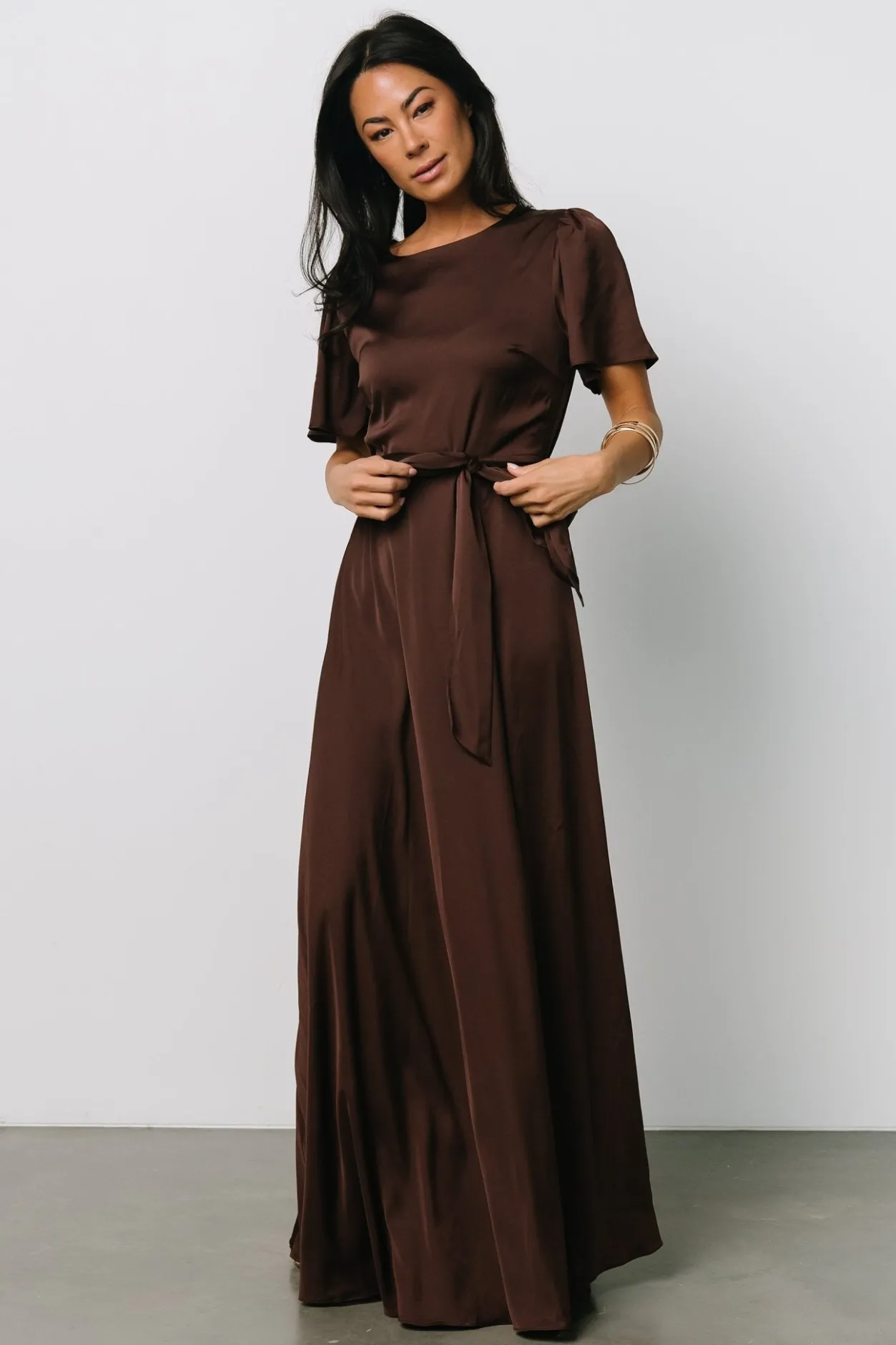 Sale Baltic Born Agnes Satin Maxi Dress | Espresso