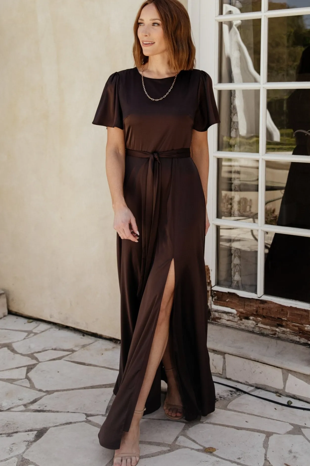 Sale Baltic Born Agnes Satin Maxi Dress | Espresso