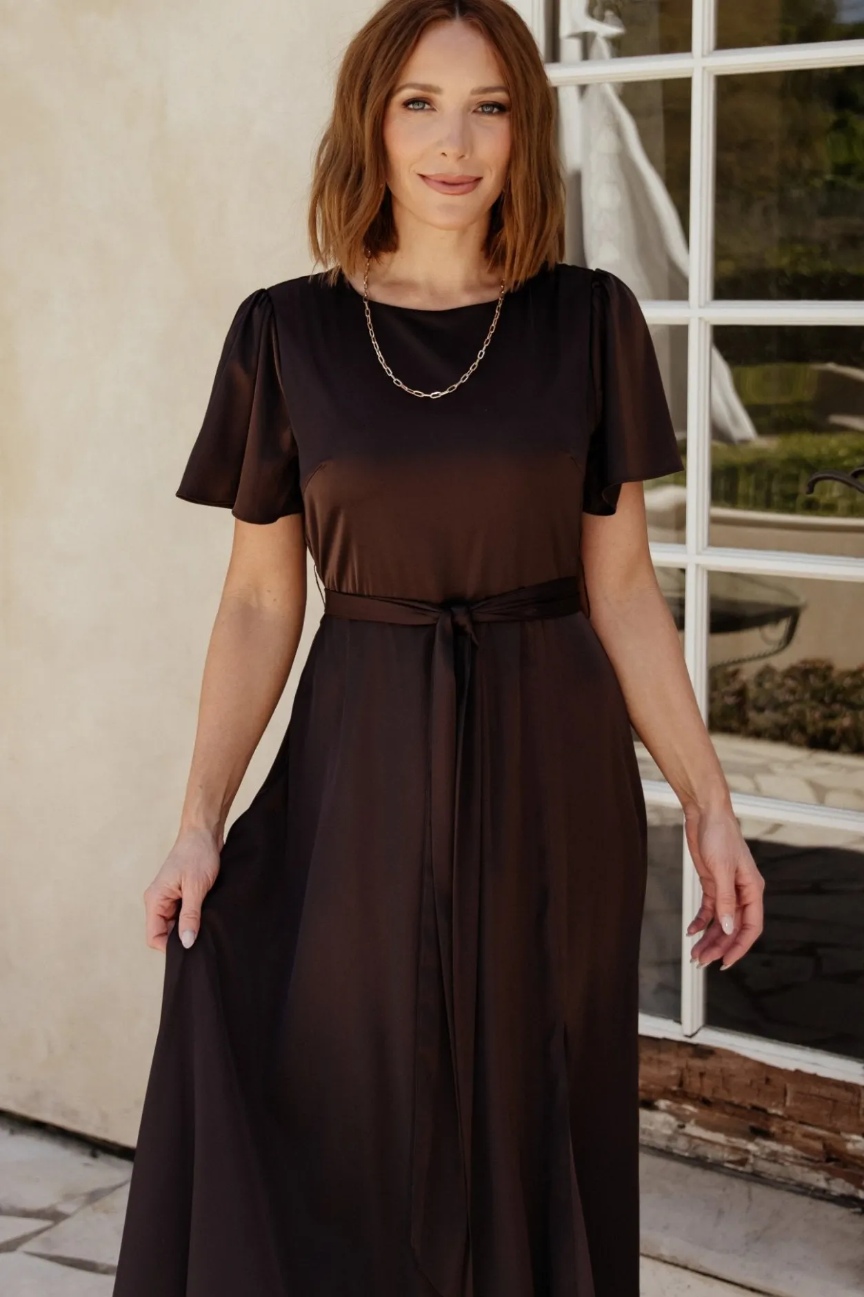 Sale Baltic Born Agnes Satin Maxi Dress | Espresso