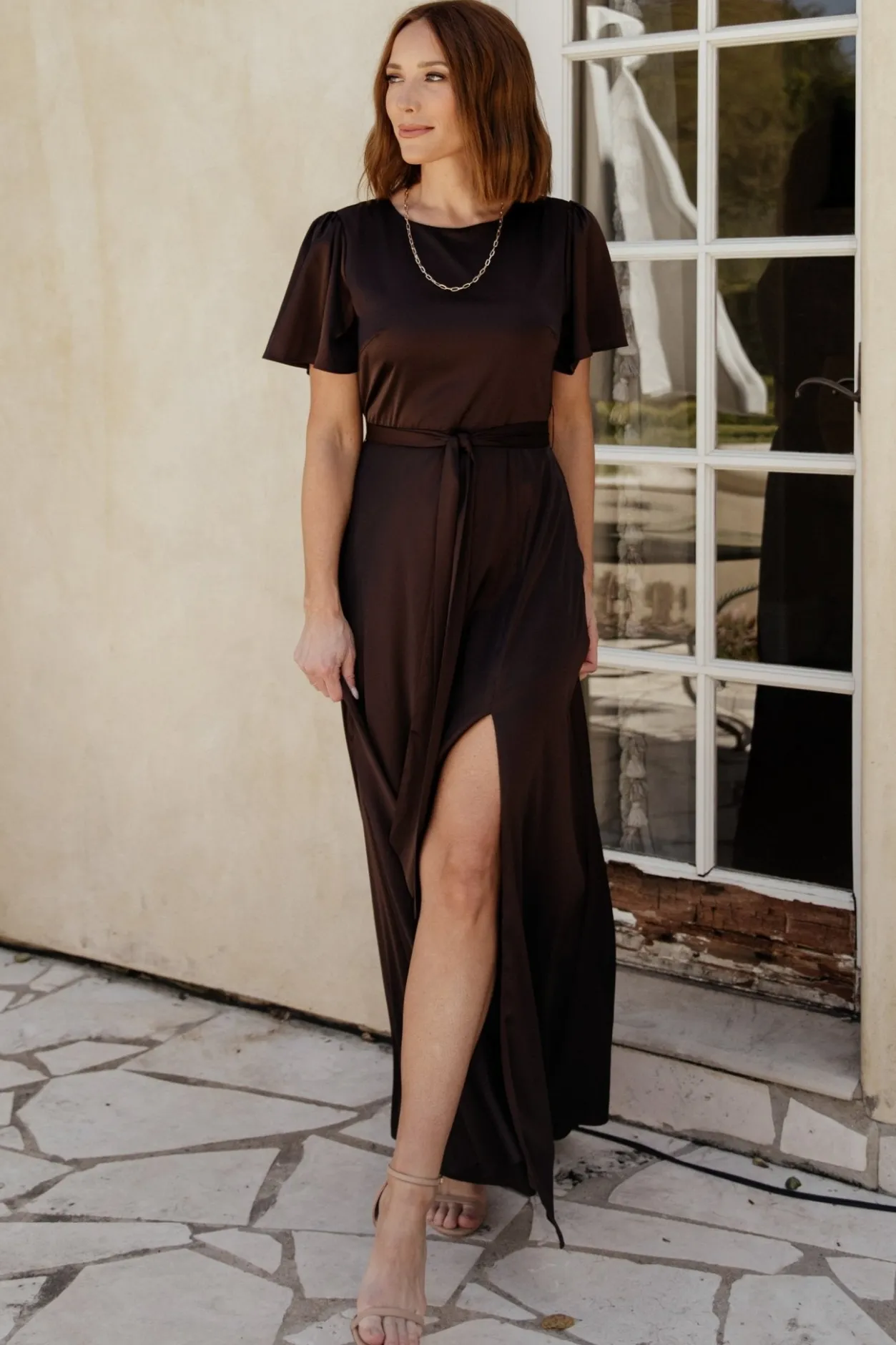 Sale Baltic Born Agnes Satin Maxi Dress | Espresso