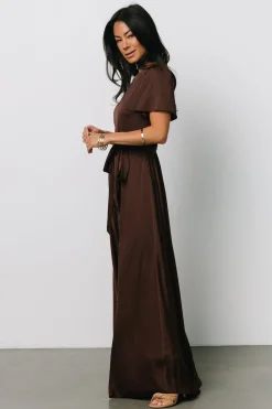 Sale Baltic Born Agnes Satin Maxi Dress | Espresso