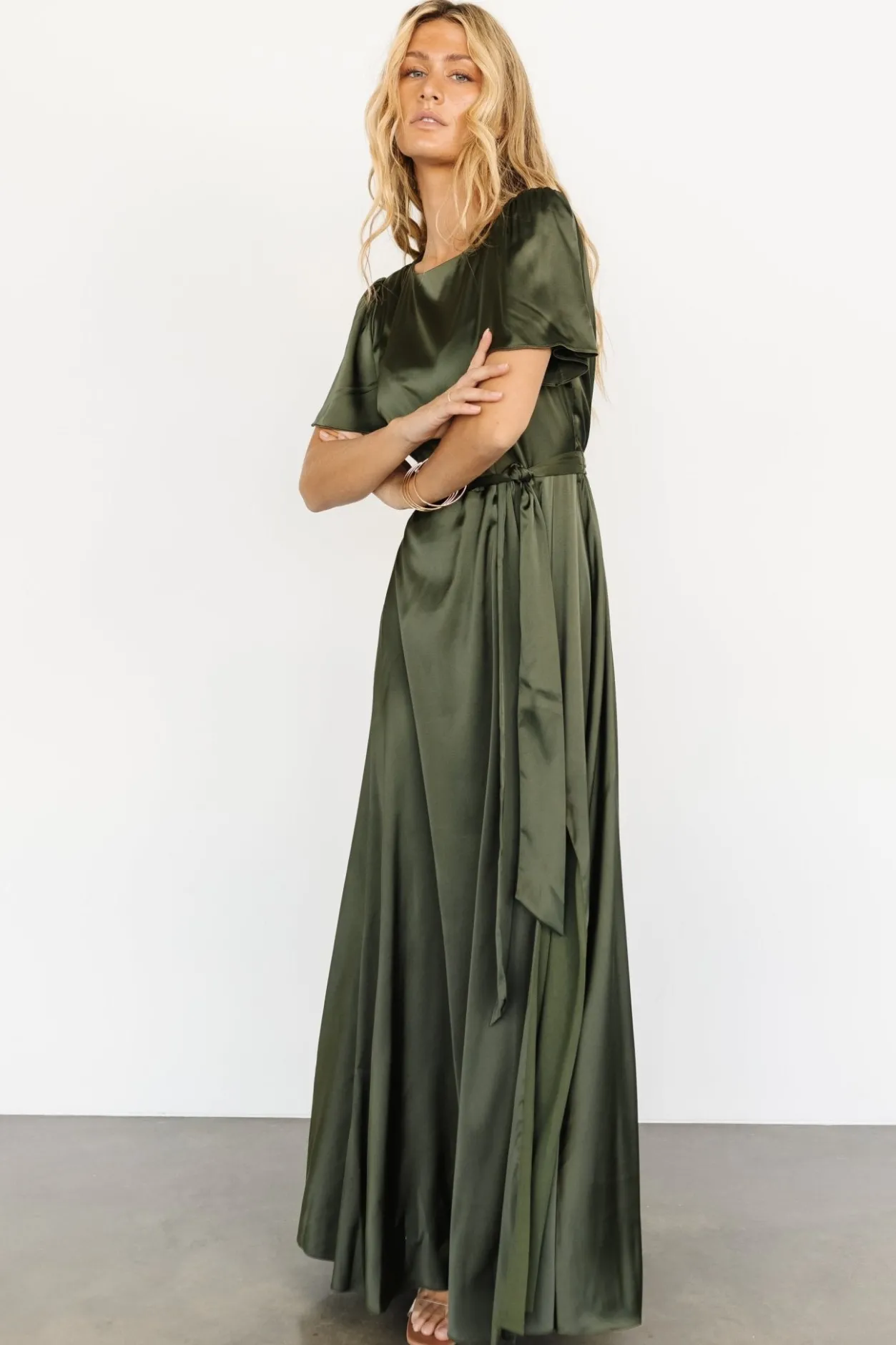 Online Baltic Born Agnes Satin Maxi Dress | Juniper Green JuniperGreen
