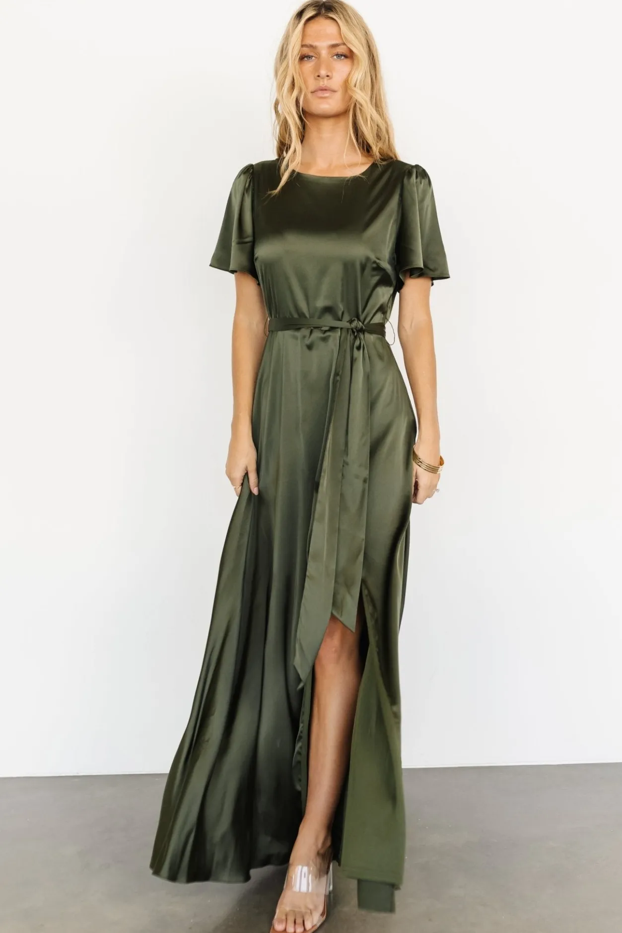 Online Baltic Born Agnes Satin Maxi Dress | Juniper Green JuniperGreen