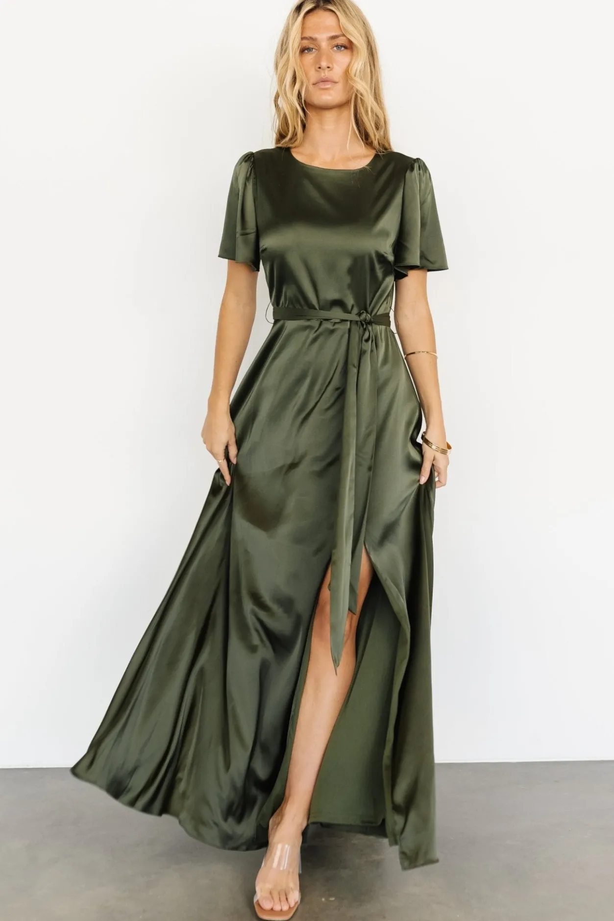 Online Baltic Born Agnes Satin Maxi Dress | Juniper Green JuniperGreen