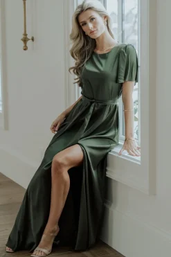 Online Baltic Born Agnes Satin Maxi Dress | Juniper Green JuniperGreen