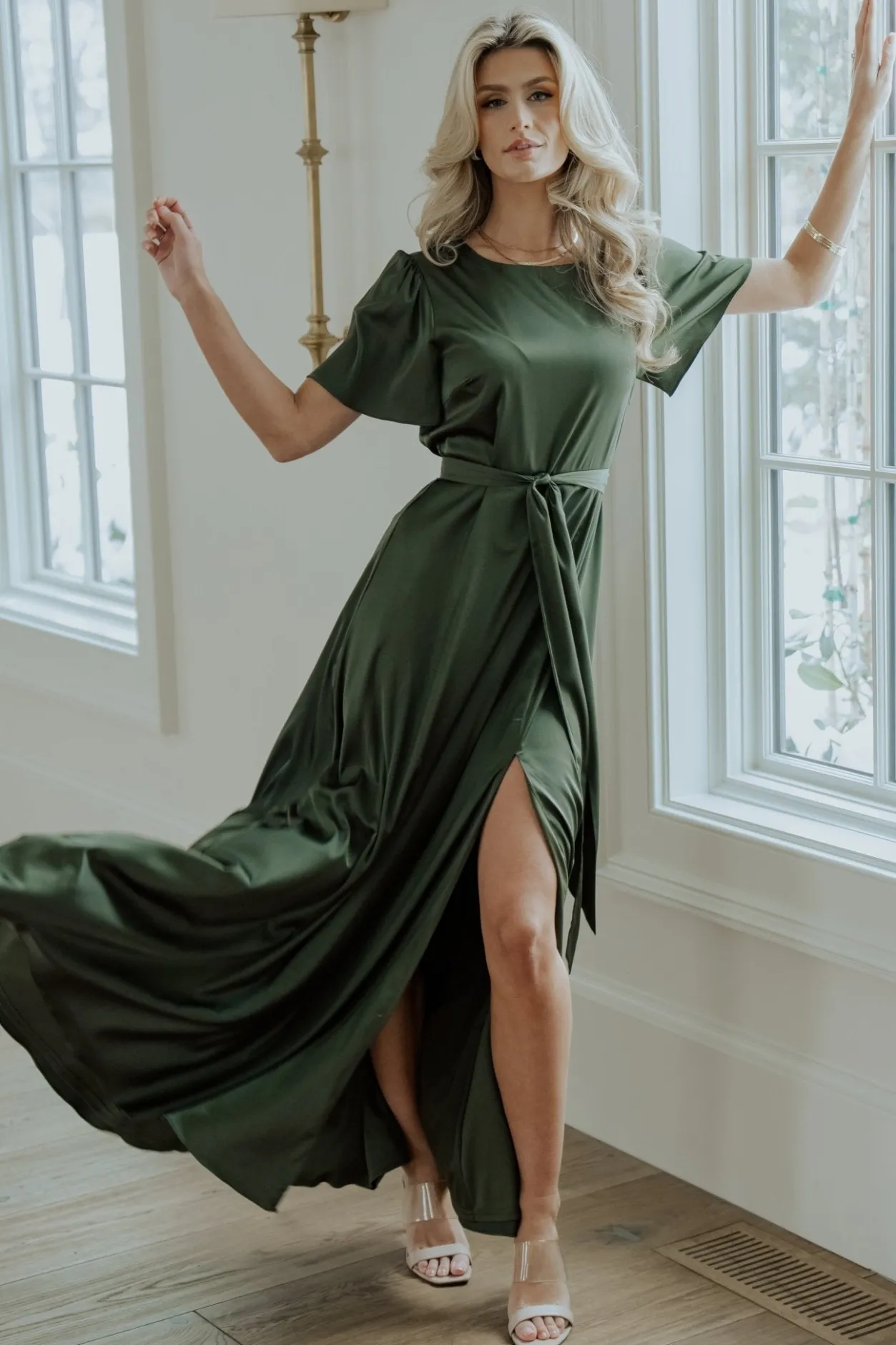 Online Baltic Born Agnes Satin Maxi Dress | Juniper Green JuniperGreen