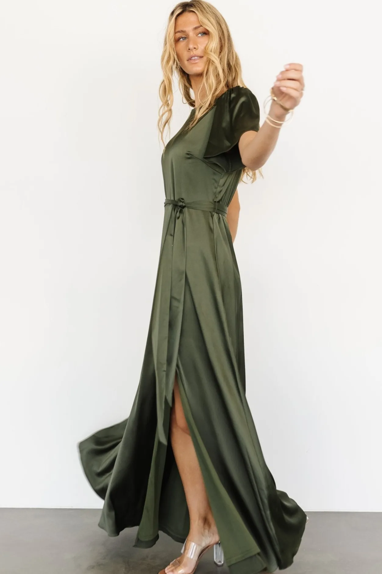 Online Baltic Born Agnes Satin Maxi Dress | Juniper Green JuniperGreen
