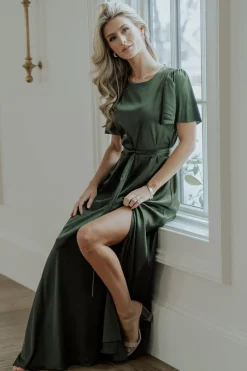 Online Baltic Born Agnes Satin Maxi Dress | Juniper Green JuniperGreen