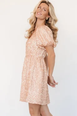 Best Baltic Born Ainsley Sequin Short Dress | Rose Gold RoseGold