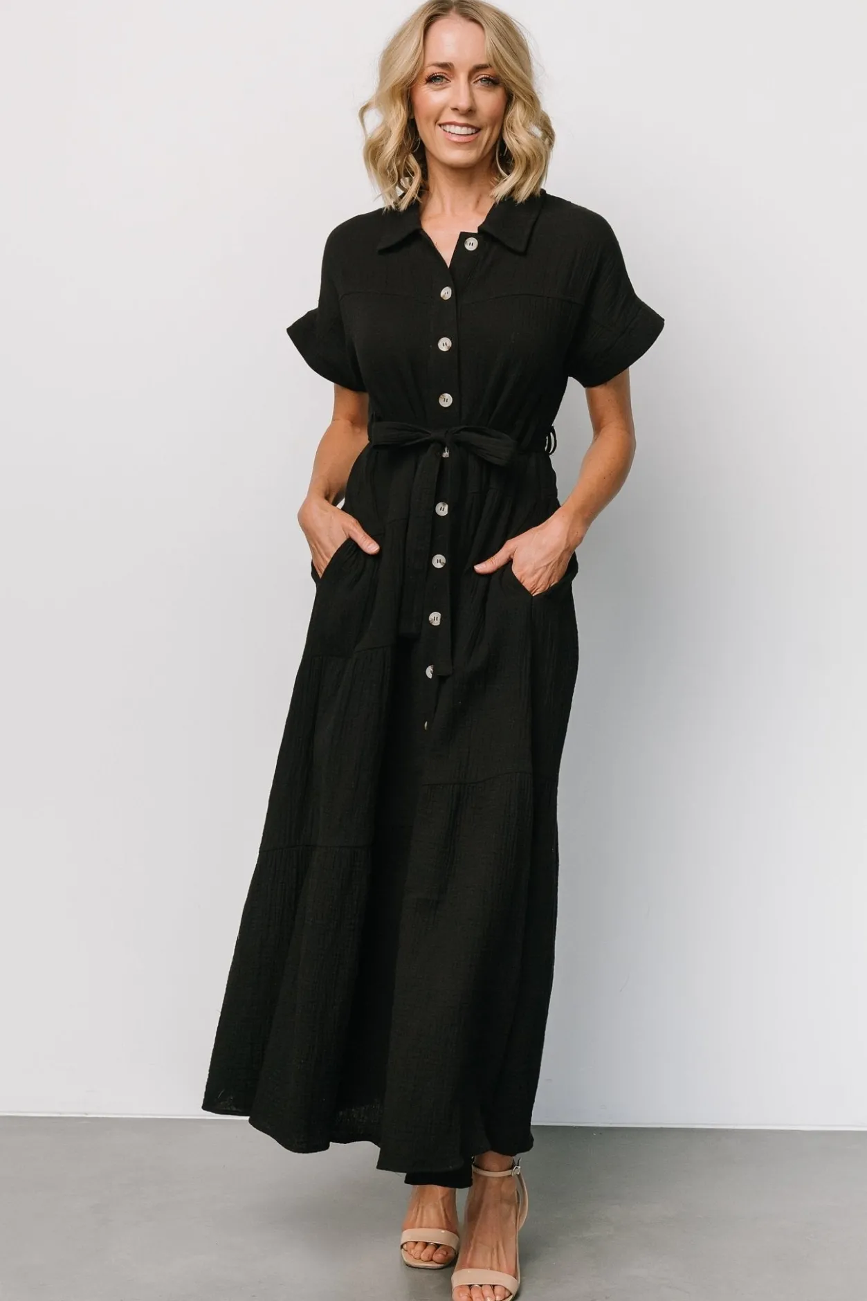 Discount Baltic Born Aizey Button Up Maxi Dress | Black