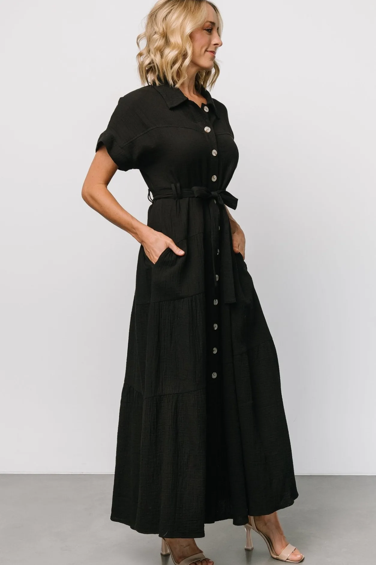 Discount Baltic Born Aizey Button Up Maxi Dress | Black