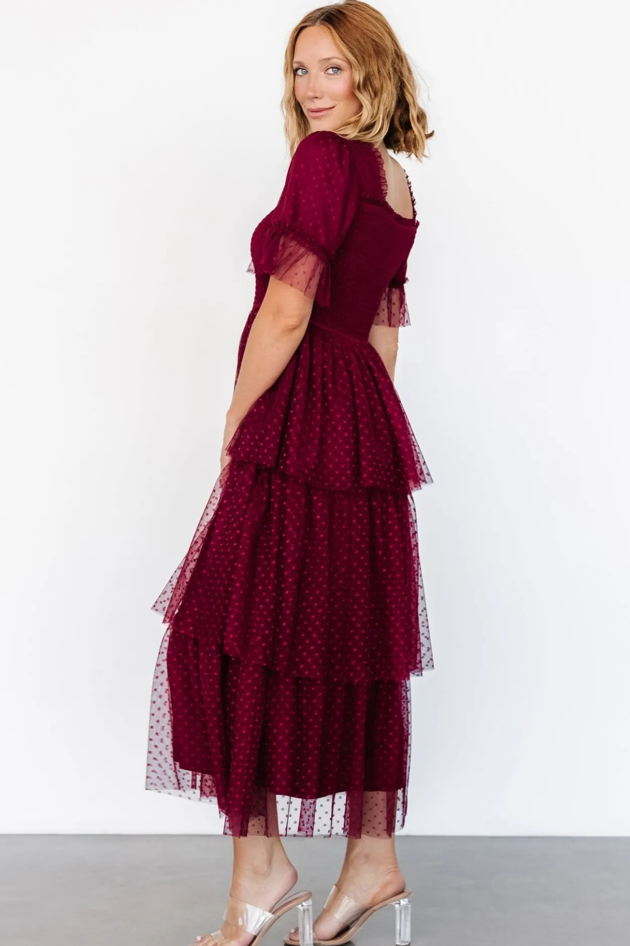 Outlet Baltic Born Alana Tulle Tiered Dress | Burgundy
