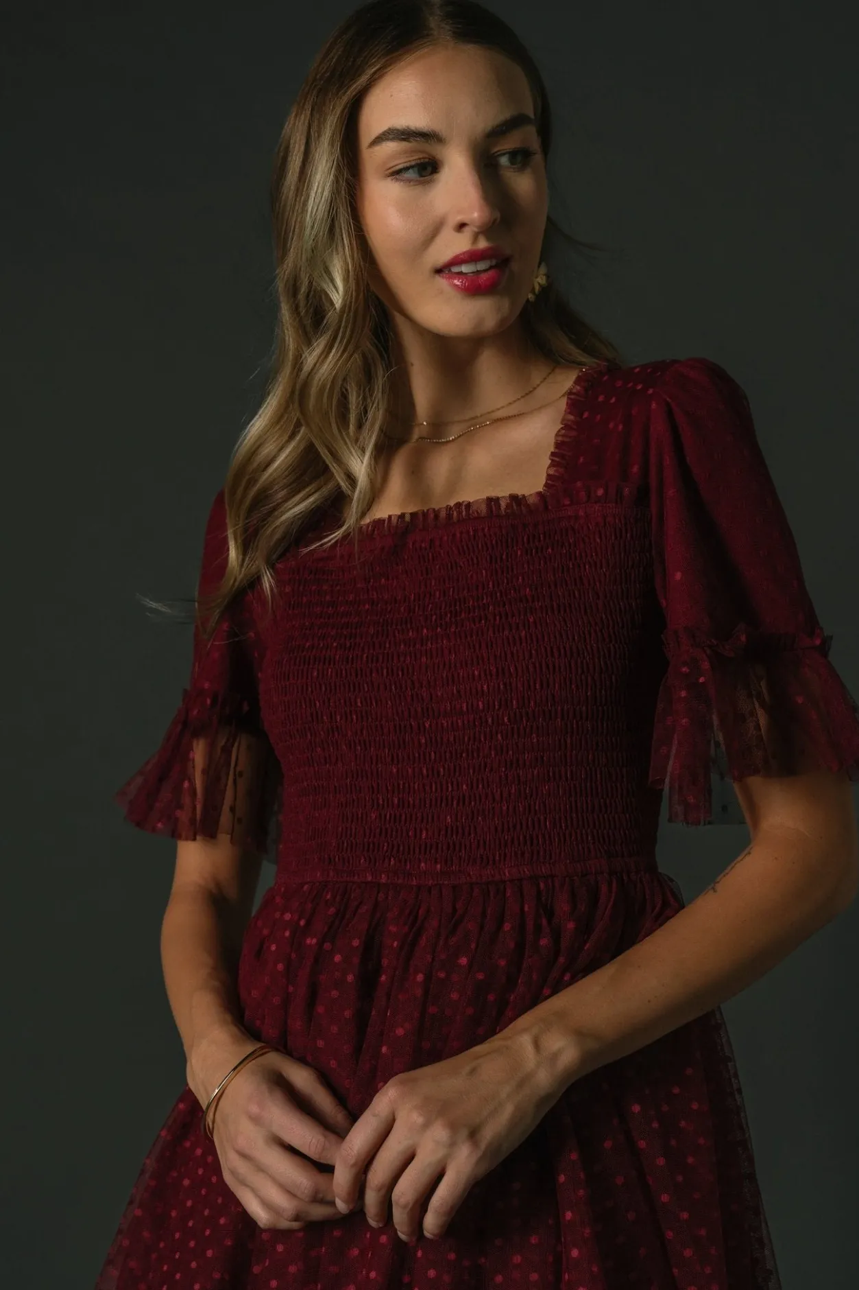 Outlet Baltic Born Alana Tulle Tiered Dress | Burgundy