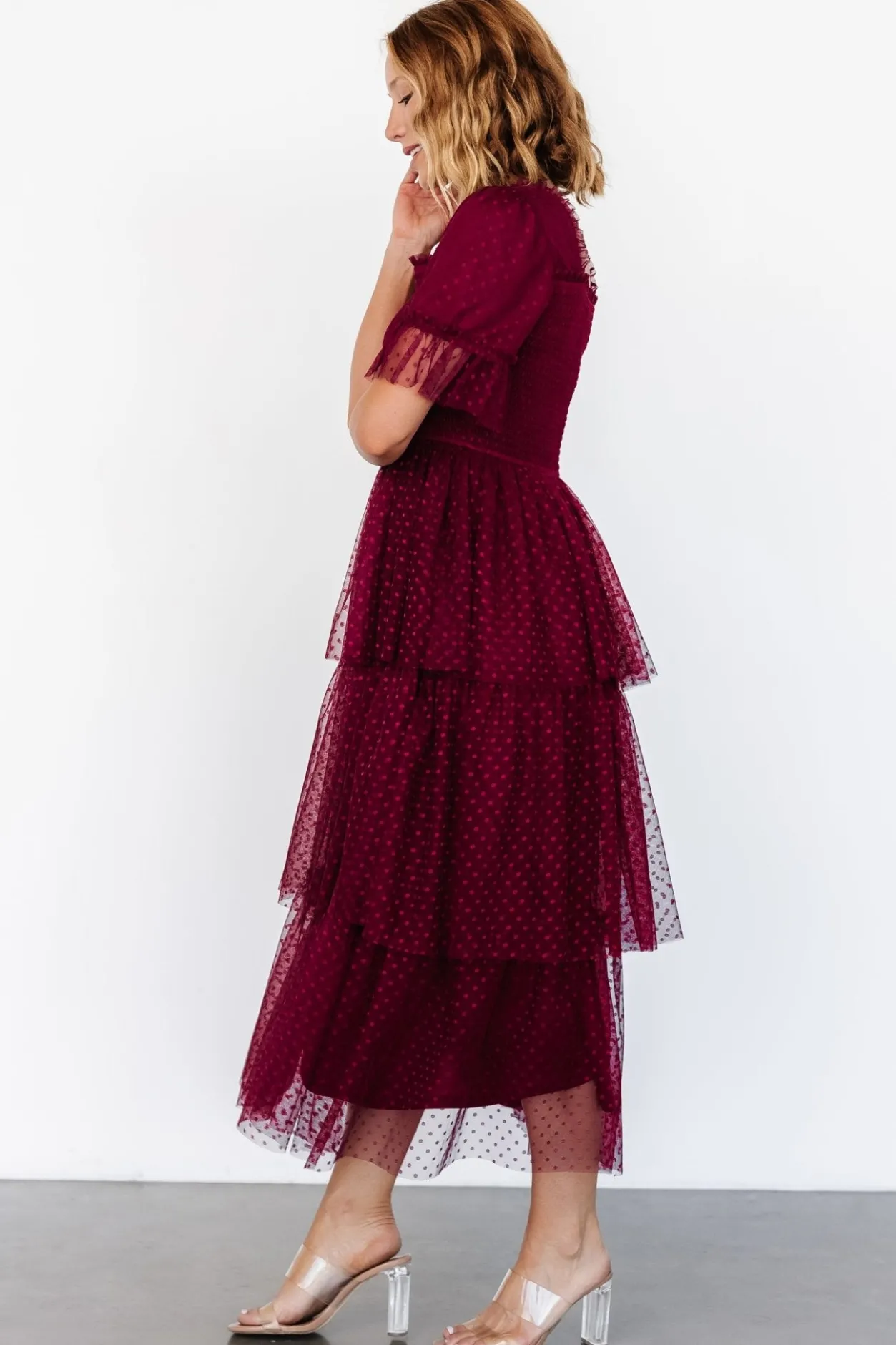 Outlet Baltic Born Alana Tulle Tiered Dress | Burgundy