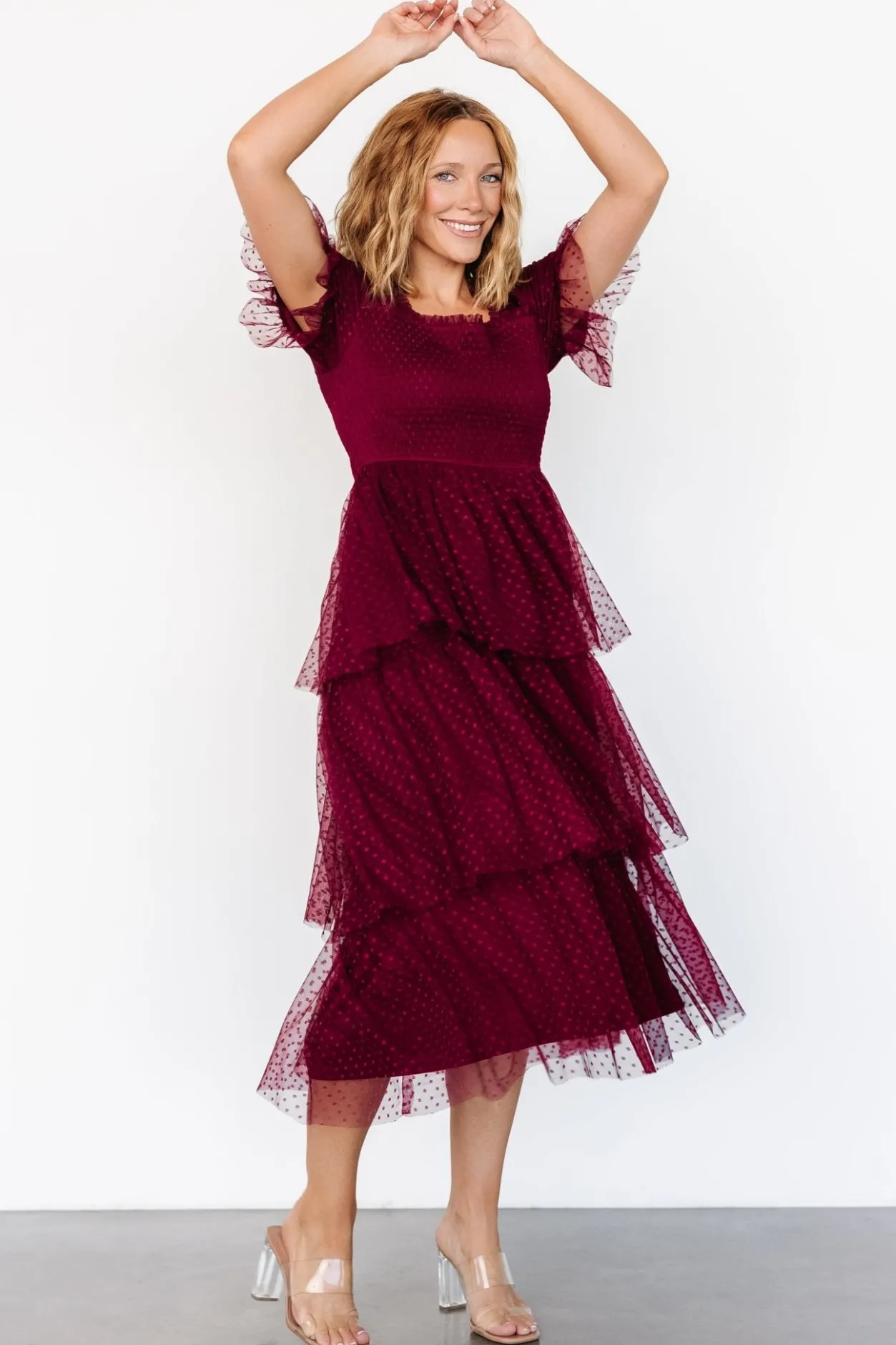 Outlet Baltic Born Alana Tulle Tiered Dress | Burgundy