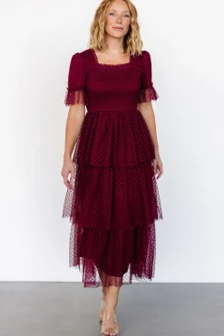 Outlet Baltic Born Alana Tulle Tiered Dress | Burgundy