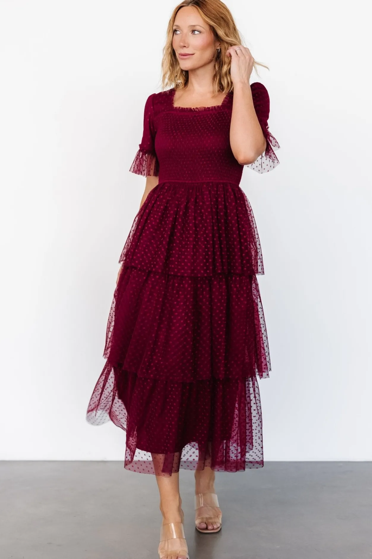 Outlet Baltic Born Alana Tulle Tiered Dress | Burgundy