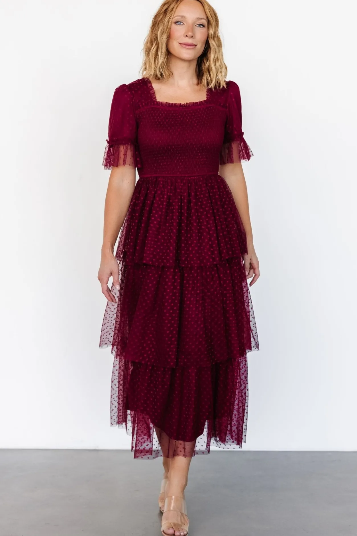 Outlet Baltic Born Alana Tulle Tiered Dress | Burgundy