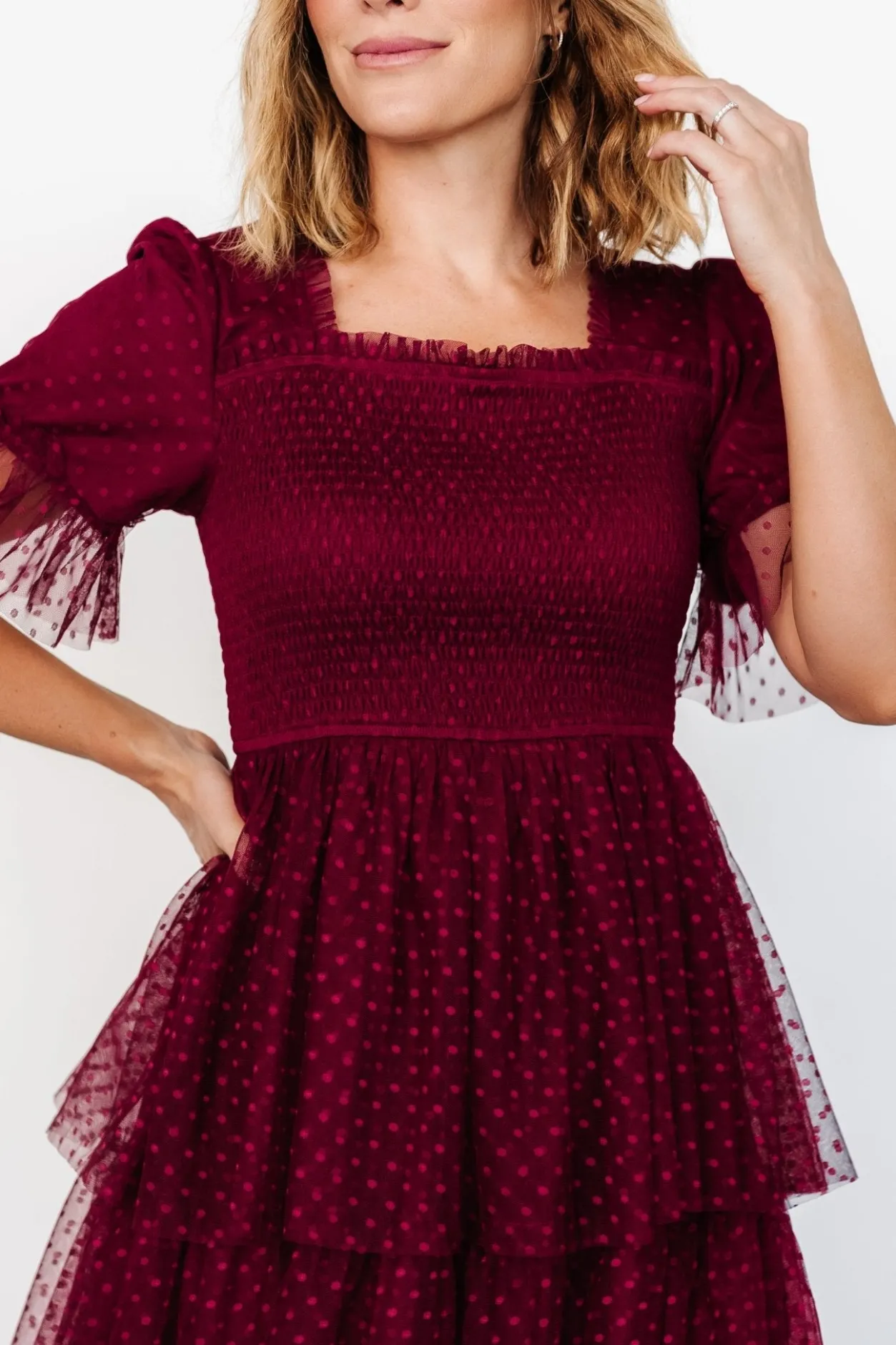 Outlet Baltic Born Alana Tulle Tiered Dress | Burgundy