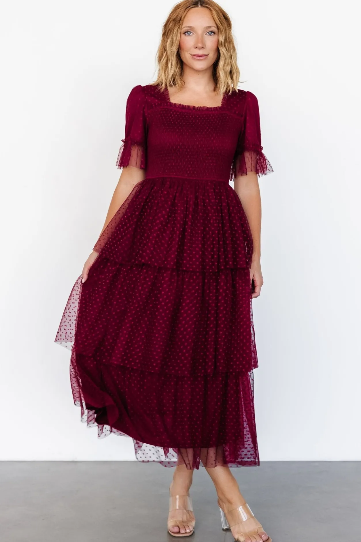 Outlet Baltic Born Alana Tulle Tiered Dress | Burgundy