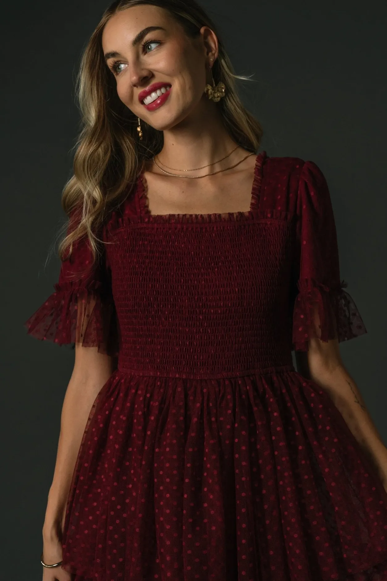 Outlet Baltic Born Alana Tulle Tiered Dress | Burgundy