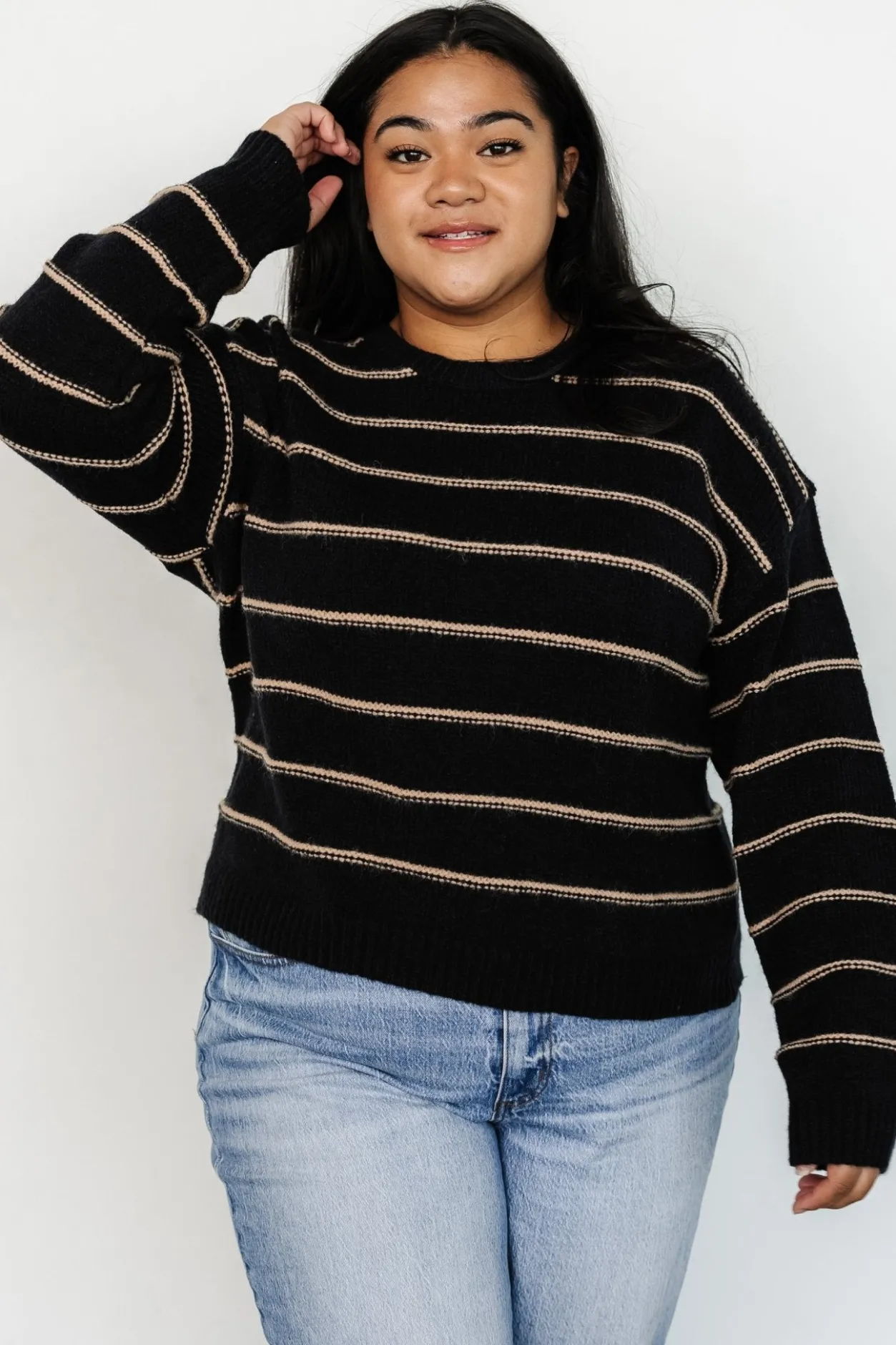 Best Baltic Born Alanis Stripe Sweater | Black + Camel Black+Camel