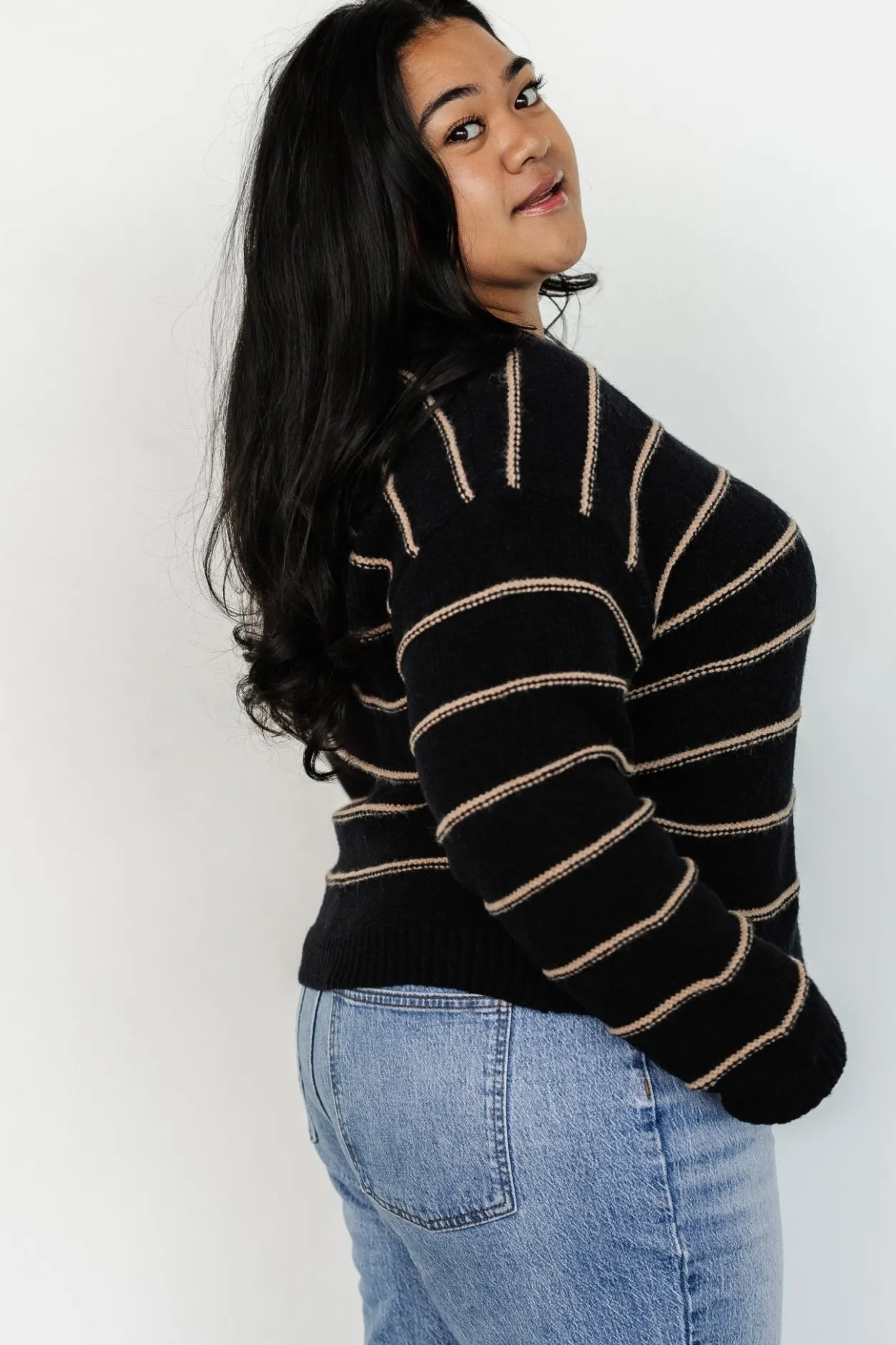Best Baltic Born Alanis Stripe Sweater | Black + Camel Black+Camel