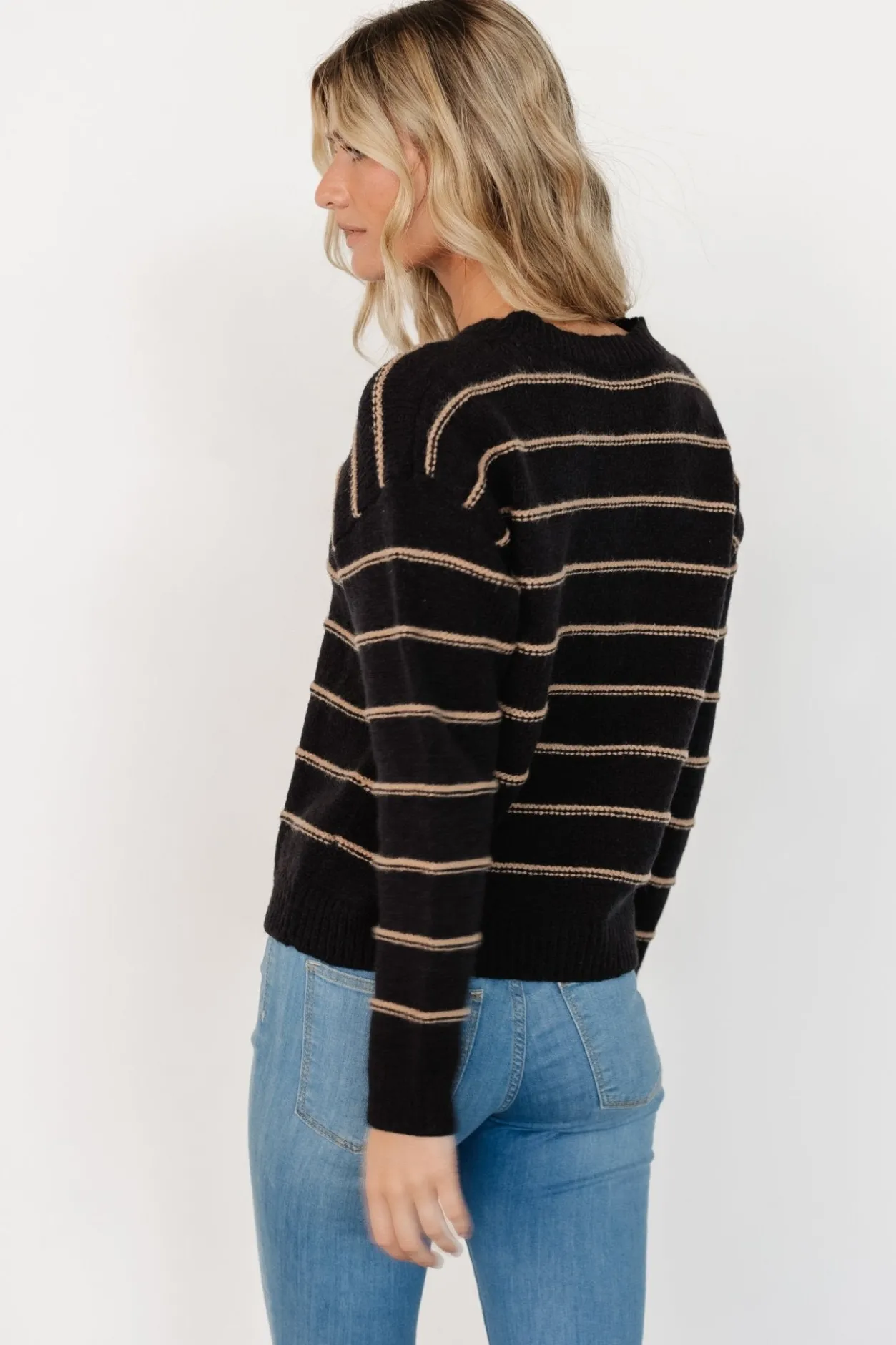 Best Baltic Born Alanis Stripe Sweater | Black + Camel Black+Camel